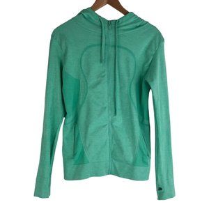 Sport Pro Track Jacket Womens Size Large Solid Full Zip Long Sleeve Hooded Green